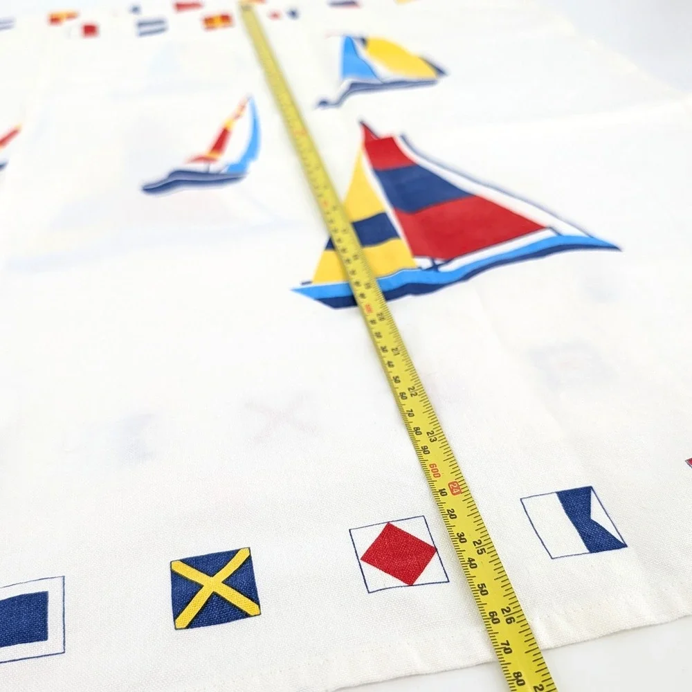 Nautical Sailboat Tea Towels Stonewall Bon Voyage Flags Set of 2 White 18x28